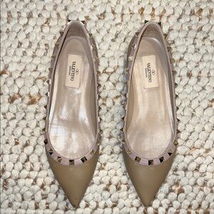 Valentino Women's Tan Studded Flats